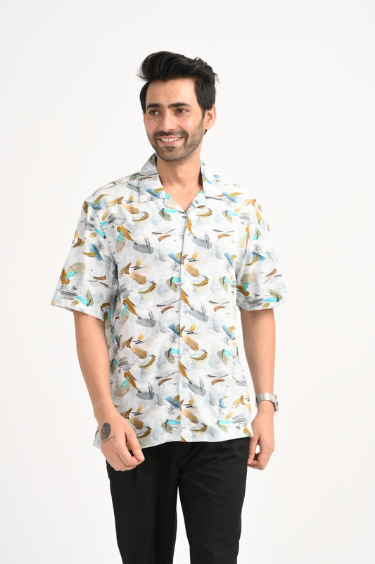 DLAZY GREEN HALF SLEEVE PRINTED SHIRT
