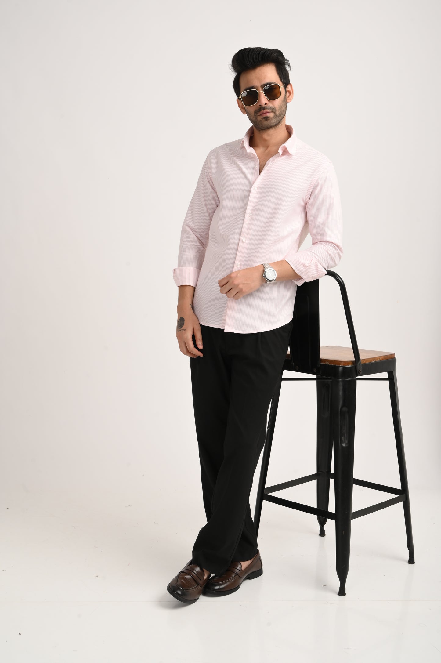 DLAZY MEN ORANGE STRIPES REGULARLY FIT SHIRT