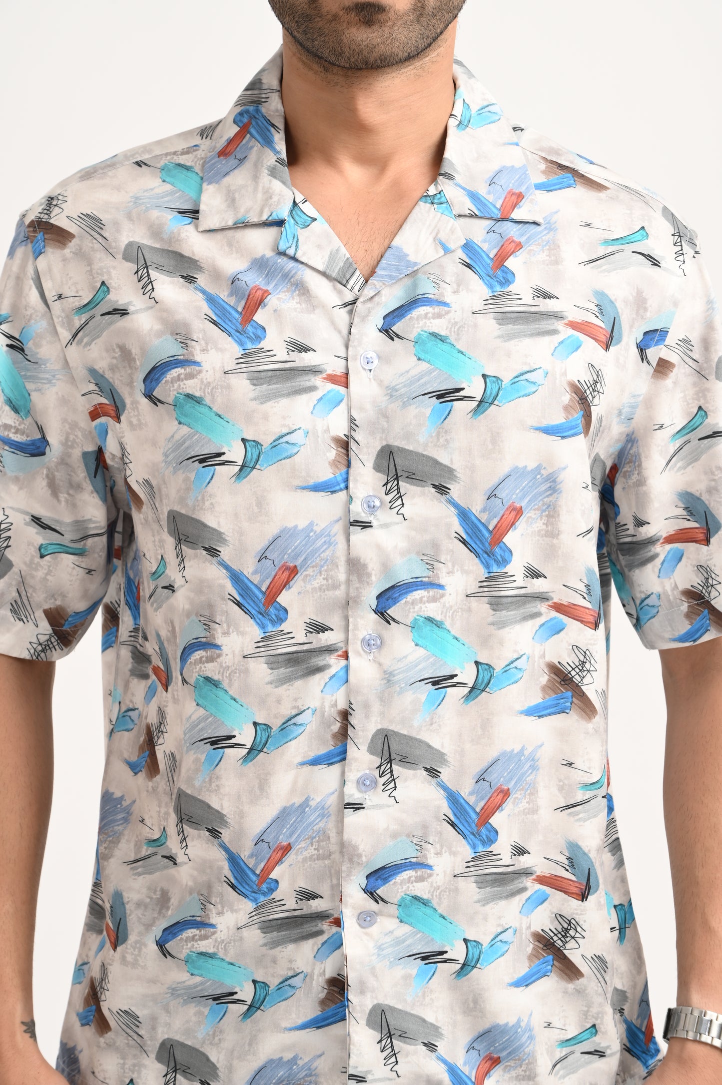 DLAZY BLUE PRINTED HALF SLEEVE SHIRT
