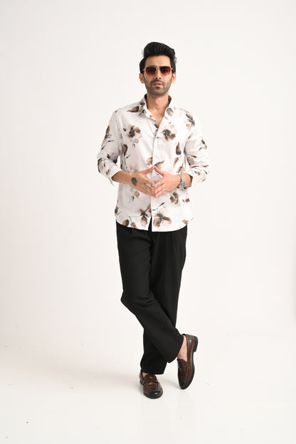 DLAZY MOCHA MIST PRINTED SATIN SHIRT