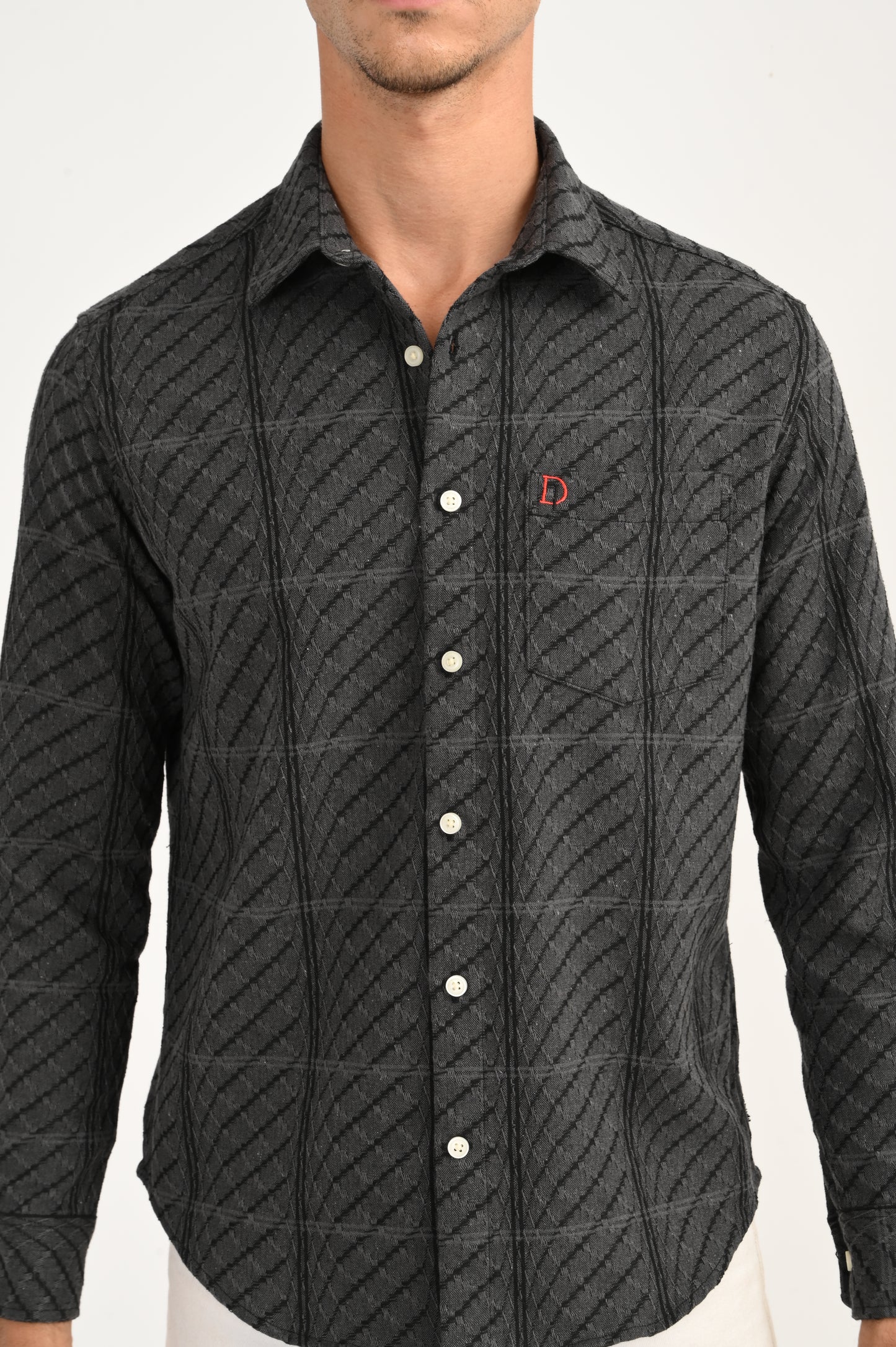 Dlazy Charcoal Wave Textured Shirt..