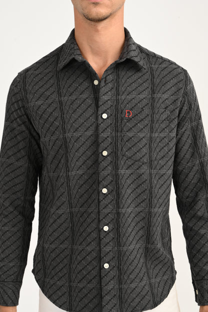 Dlazy Charcoal Wave Textured Shirt..