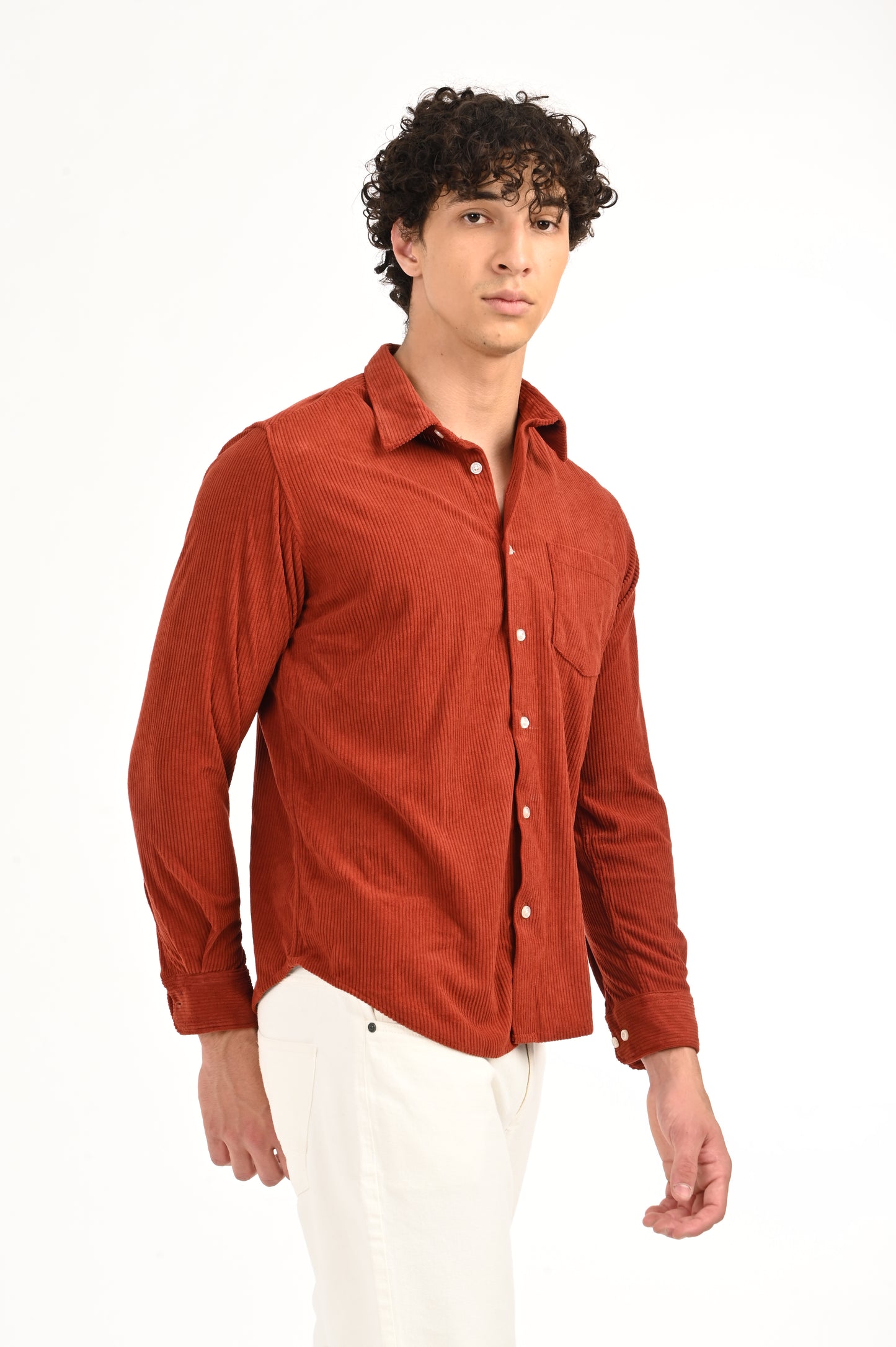 DLAZY MEN REDDISH- BROWN CORDUROY SHIRT