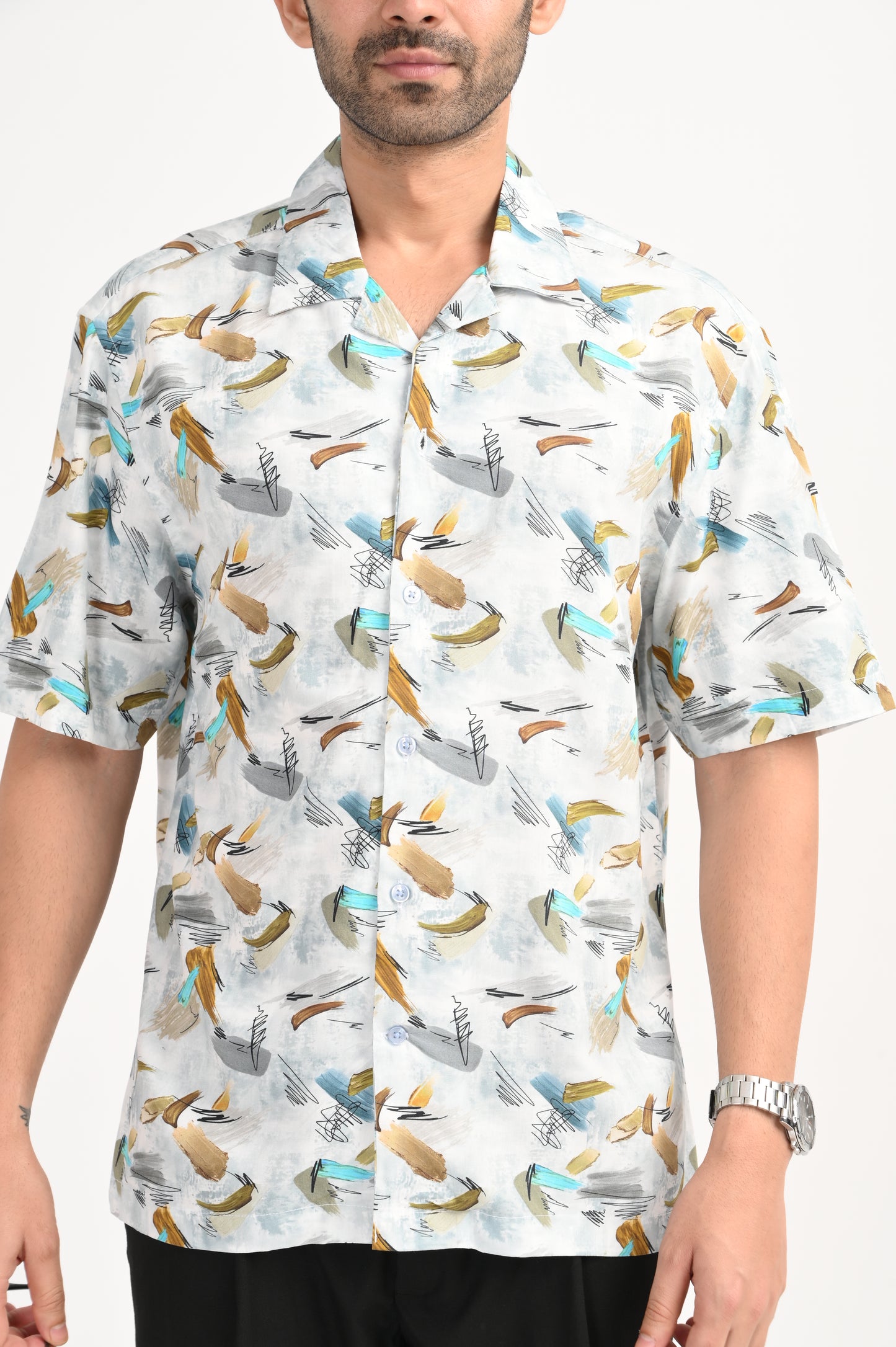 DLAZY GREEN HALF SLEEVE PRINTED SHIRT