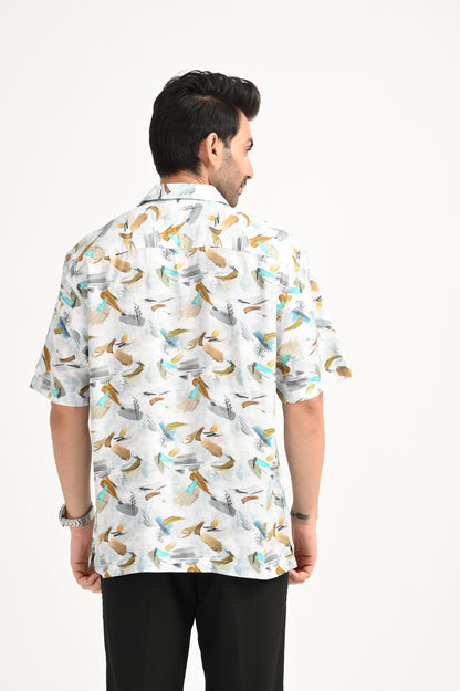 DLAZY GREEN HALF SLEEVE PRINTED SHIRT