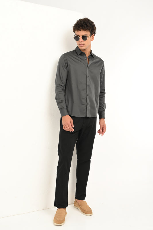 DLAZY GREY PLAIN  SATIN SHIRT…