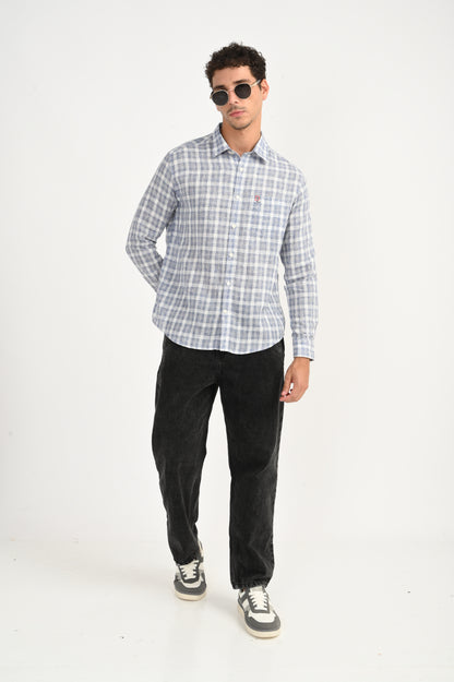 Dlazy Classic Blue & White Check  Shirt .