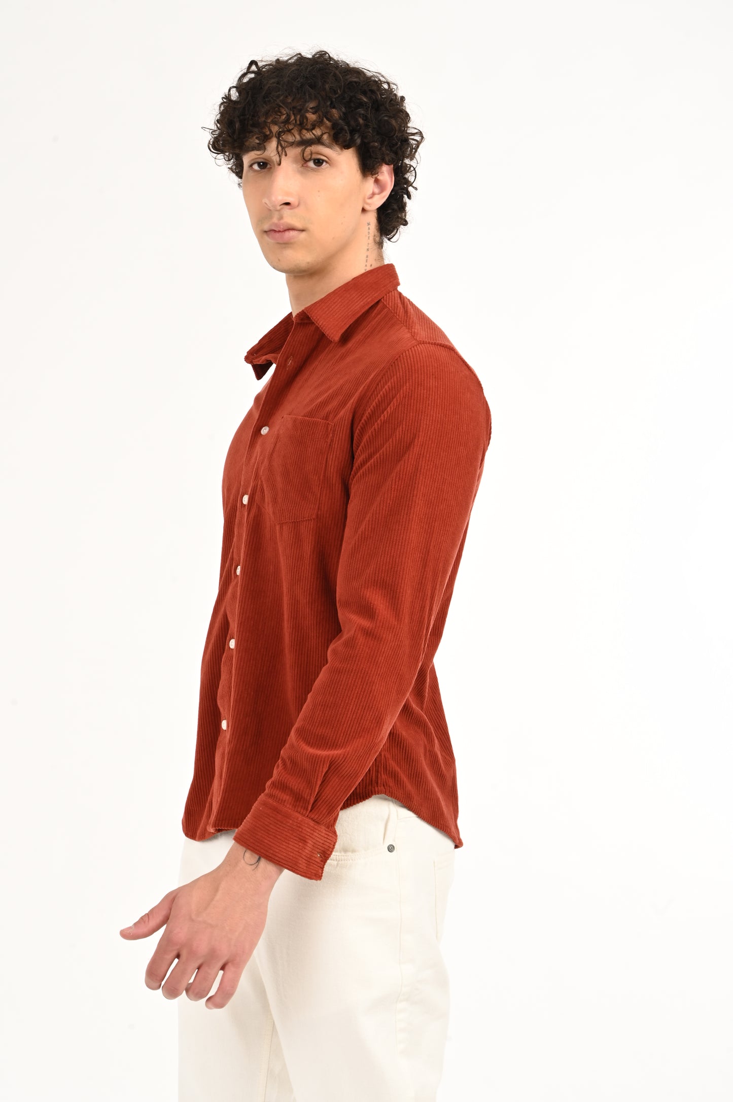 DLAZY MEN REDDISH- BROWN CORDUROY SHIRT