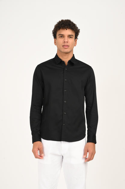 DLAZY BLACK PLAIN  SATIN SHIRT…