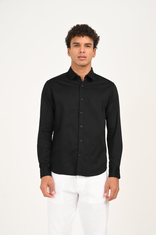 DLAZY BLACK PLAIN  SATIN SHIRT…