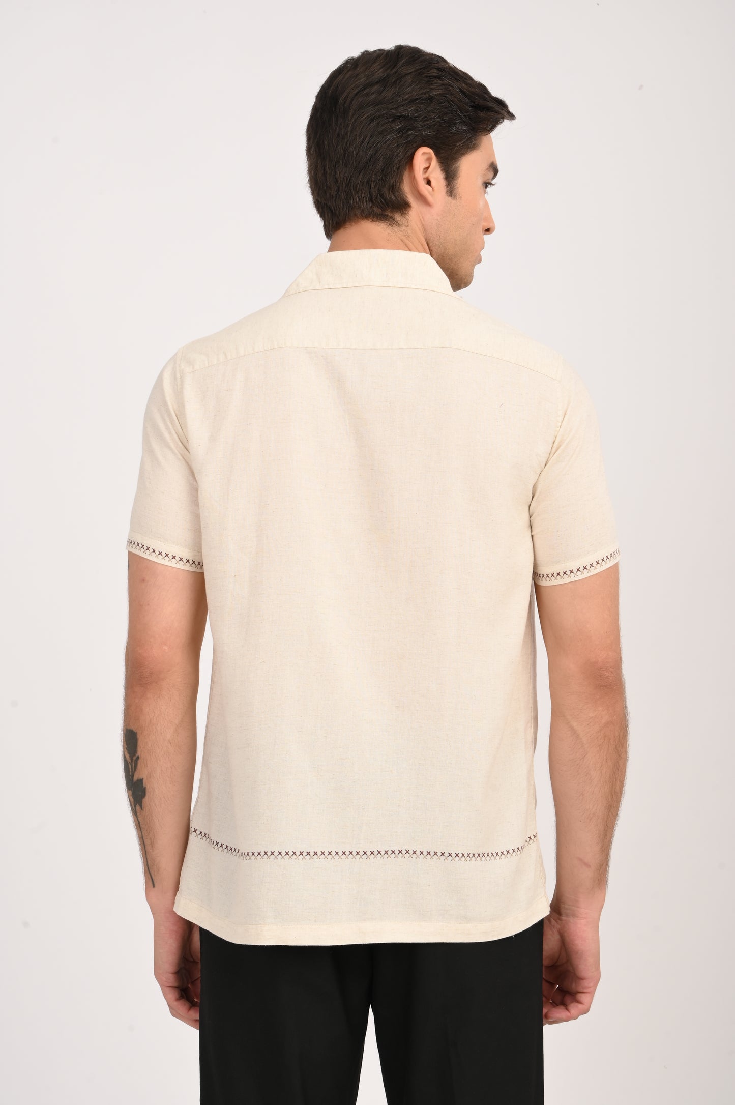 DLAZY ARTISAN DIAMOND DIGITAL PRINTED COTTON LINEN SHIRT