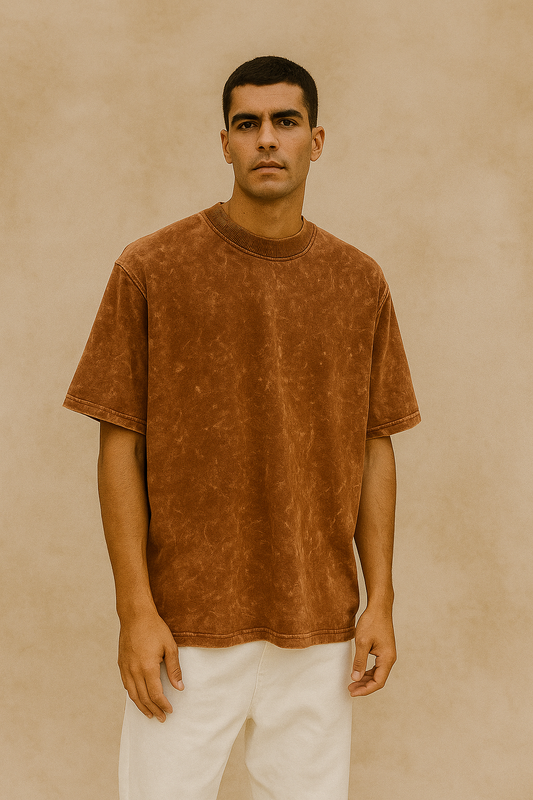 DLAZY BROWN ACID WASH T-SHIRT