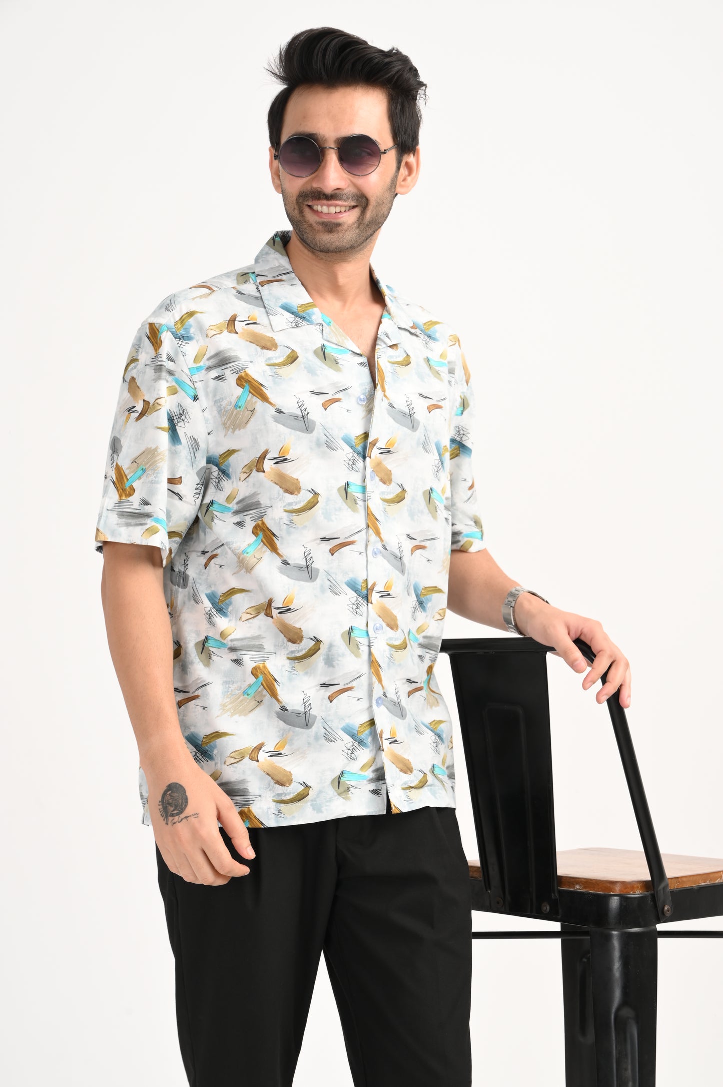 DLAZY GREEN HALF SLEEVE PRINTED SHIRT