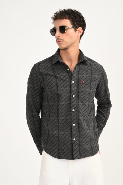 Dlazy Charcoal Wave Textured Shirt..
