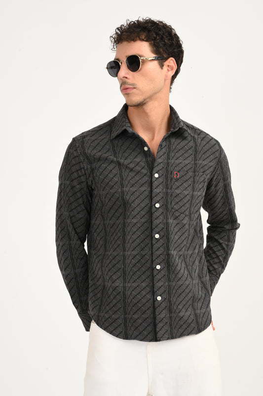 Dlazy Charcoal Wave Textured Shirt..