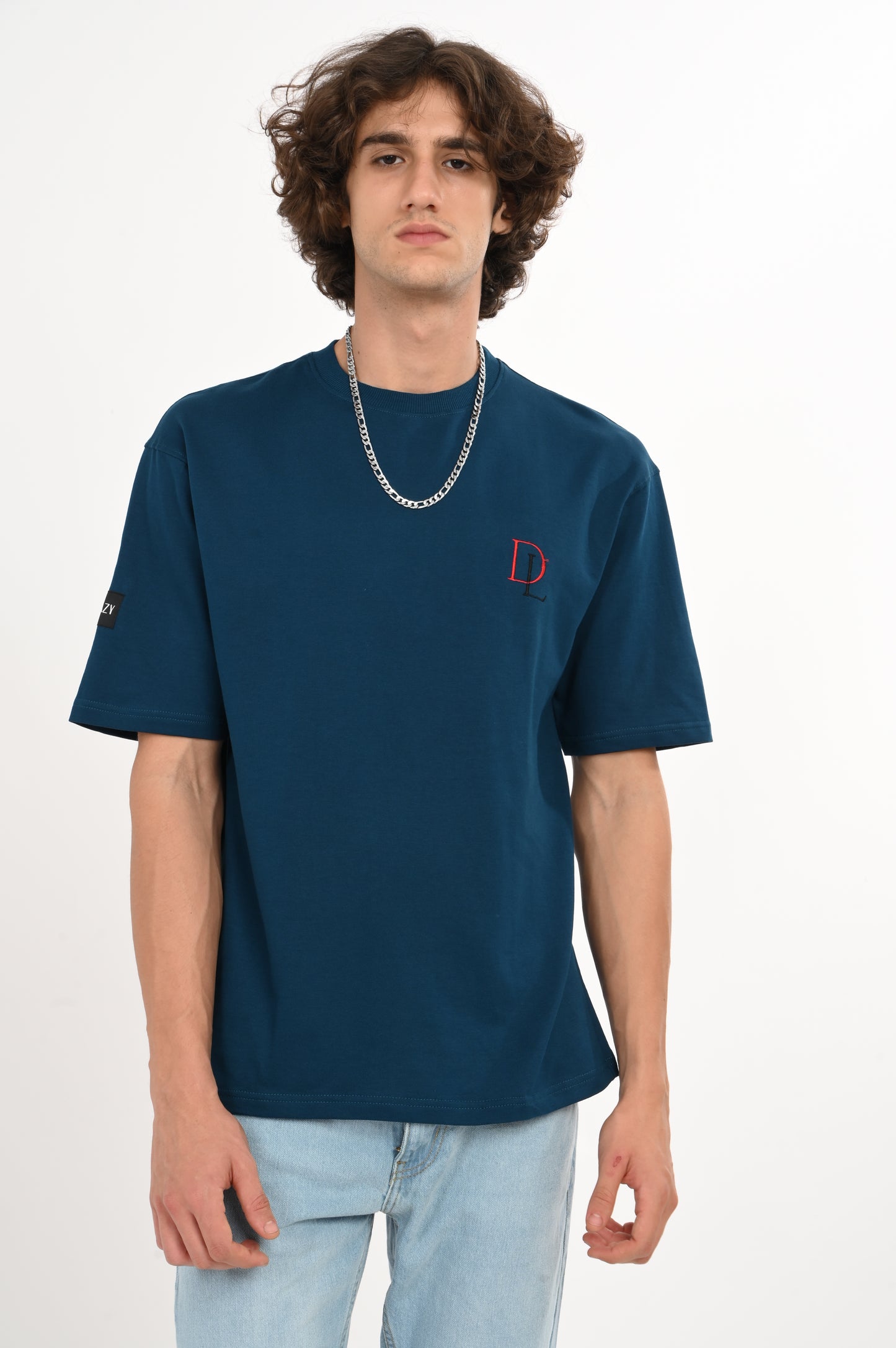 DLAZY STAY WEIRD PETROL BLUE OVERSIZED TEE