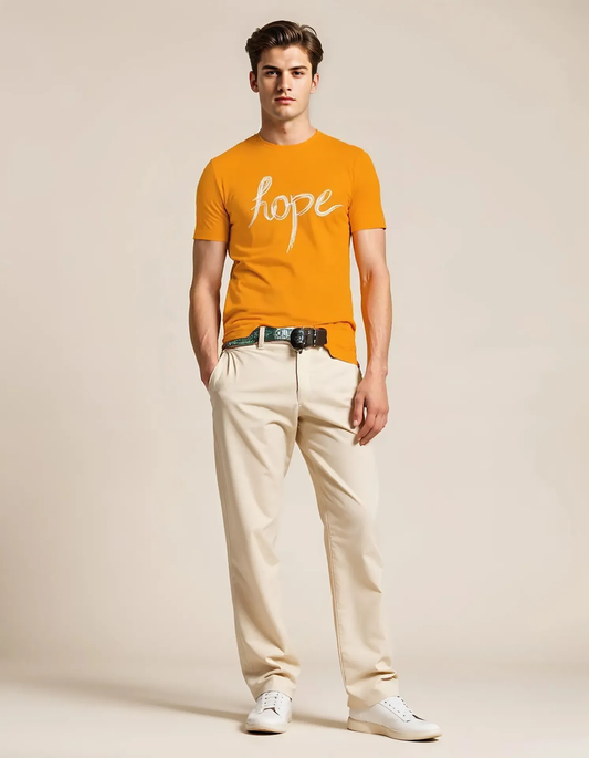 DLAZY MUSTARD HOPE: Regular fit 210gsm premium cotton T-shirt
