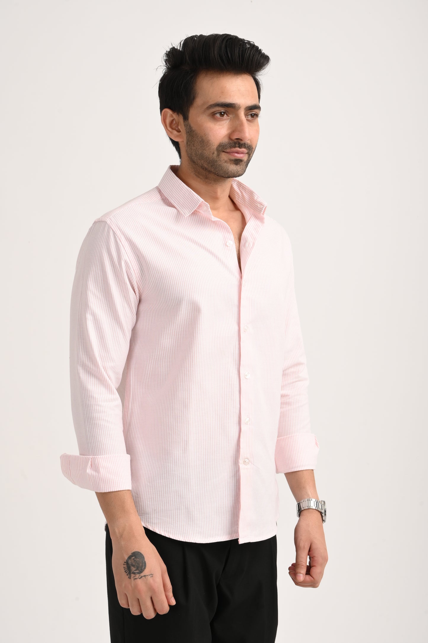 DLAZY MEN ORANGE STRIPES REGULARLY FIT SHIRT