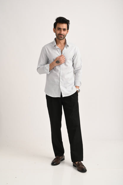 DLAZY MEN BLACK STRIPES REGULARLY FIT SHIRT
