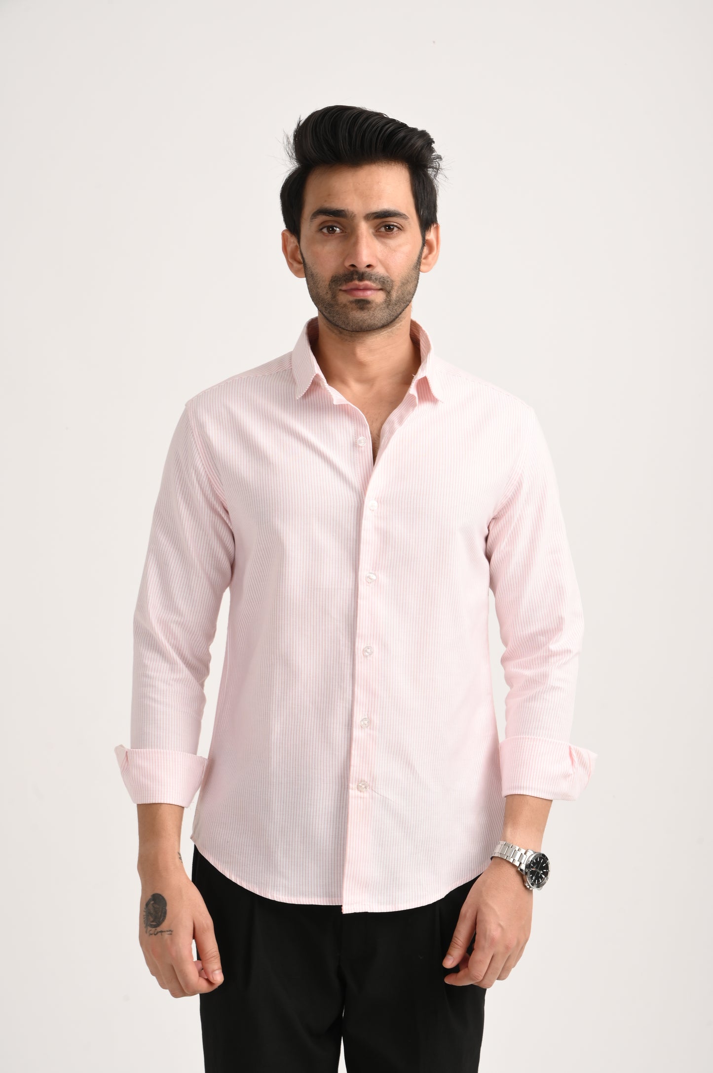 DLAZY MEN ORANGE STRIPES REGULARLY FIT SHIRT