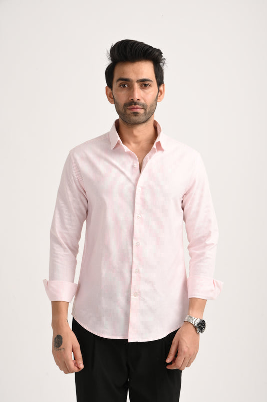 DLAZY MEN ORANGE STRIPES REGULARLY FIT SHIRT