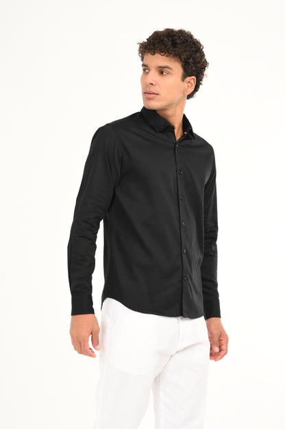 DLAZY BLACK PLAIN  SATIN SHIRT…