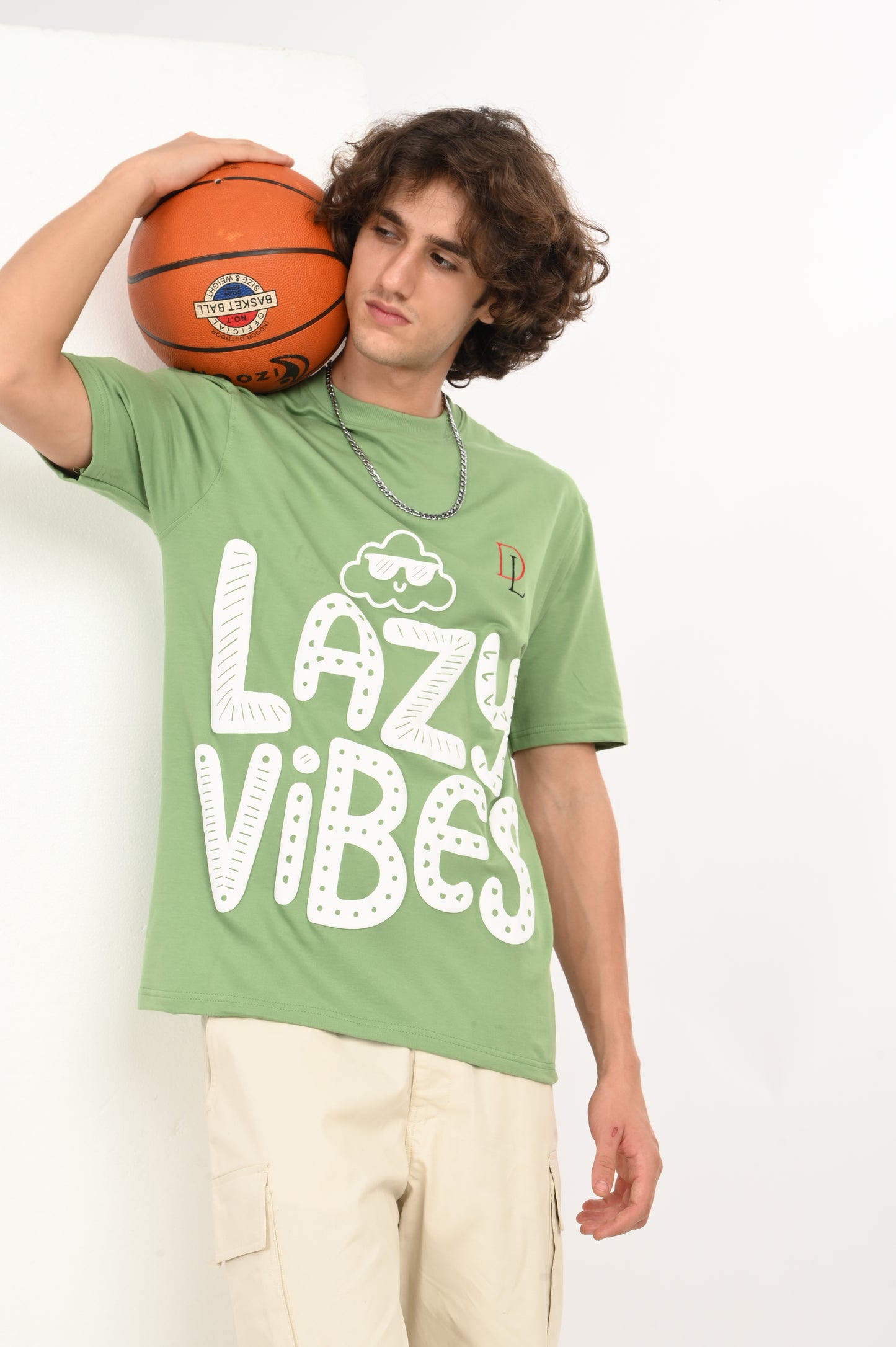 DLAZY LAZY VIBES GREEN OVERSIZED TEE