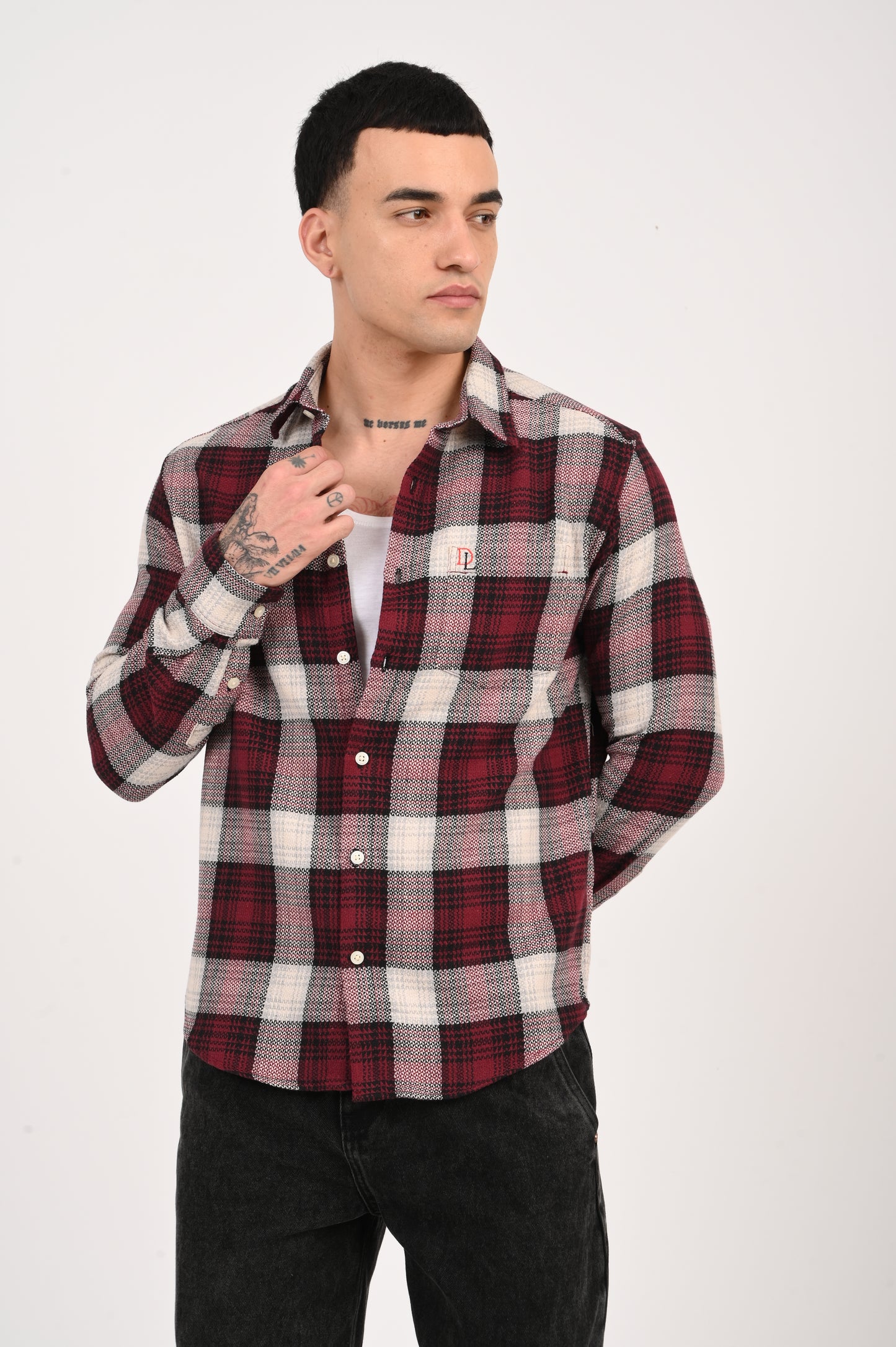 Dlazy men Wine Plaid shirt…