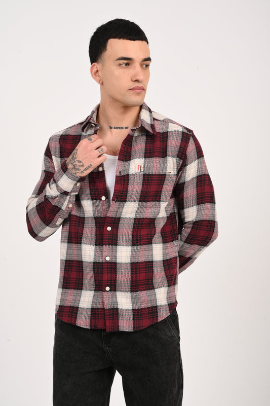 Dlazy men Wine Plaid shirt…