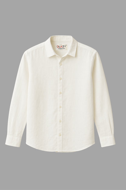 DLAZY WHITE LINEN COTTON SHIRT