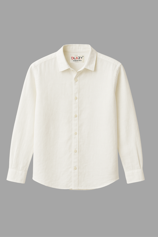 DLAZY WHITE LINEN COTTON SHIRT