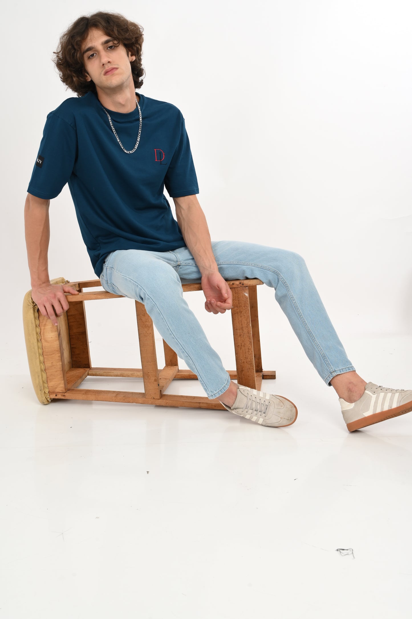 DLAZY STAY WEIRD PETROL BLUE OVERSIZED TEE