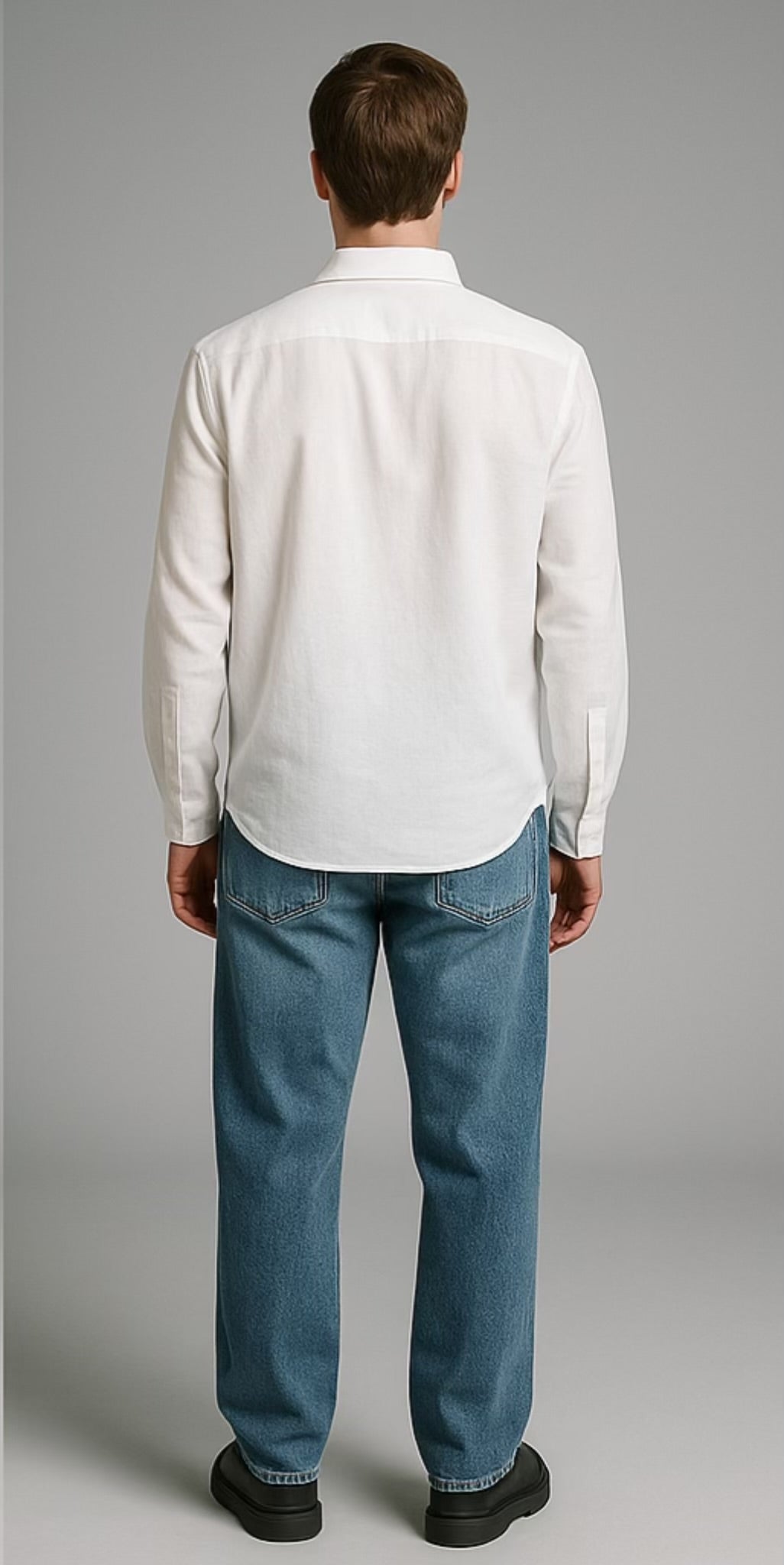 DLAZY WHITE LINEN COTTON SHIRT