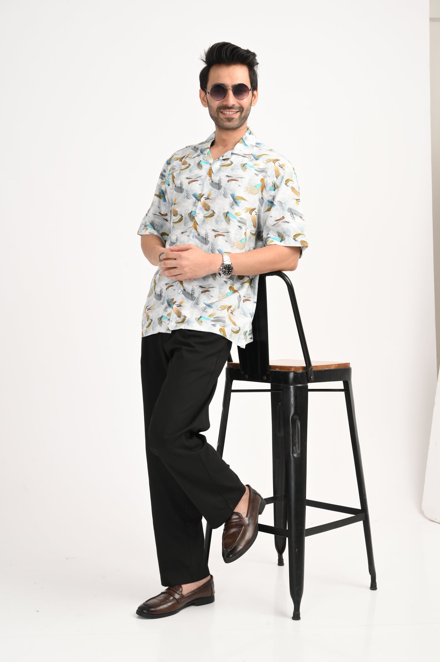 DLAZY GREEN HALF SLEEVE PRINTED SHIRT