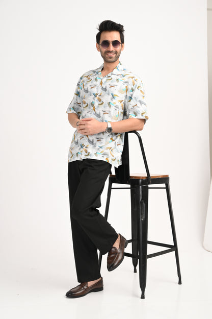 DLAZY GREEN HALF SLEEVE PRINTED SHIRT