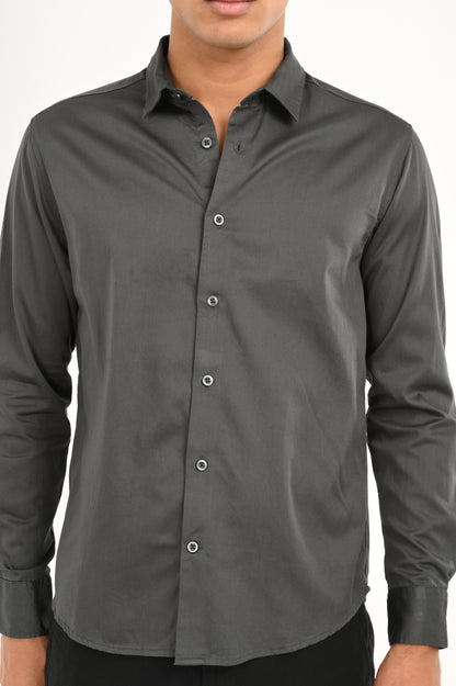 DLAZY GREY PLAIN  SATIN SHIRT…