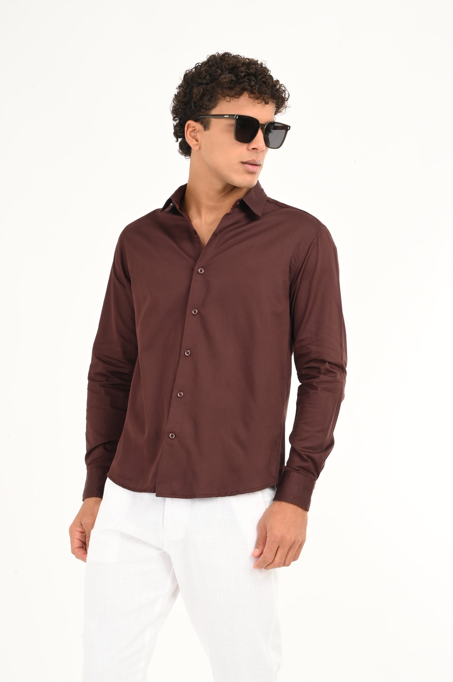 DLAZY BROWN PLAIN  SATIN SHIRT…