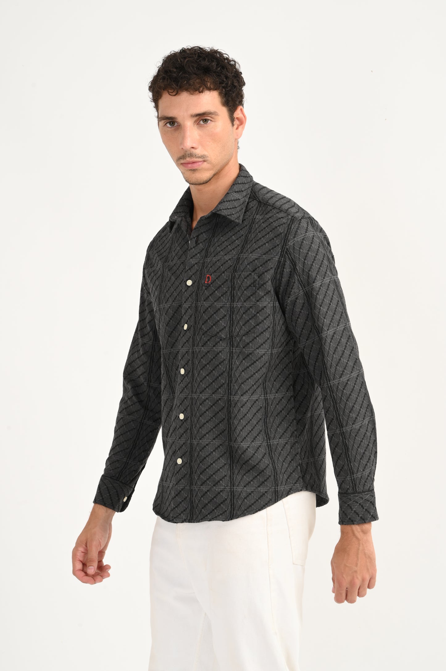 Dlazy Charcoal Wave Textured Shirt..