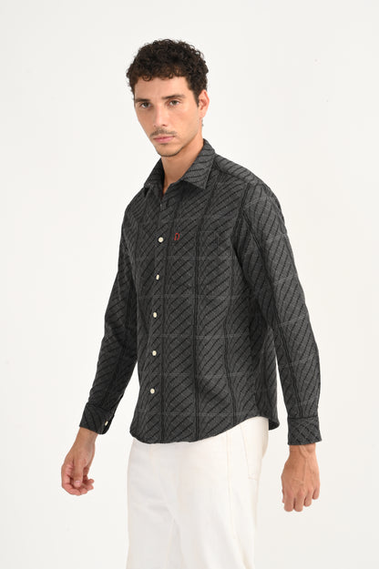 Dlazy Charcoal Wave Textured Shirt..