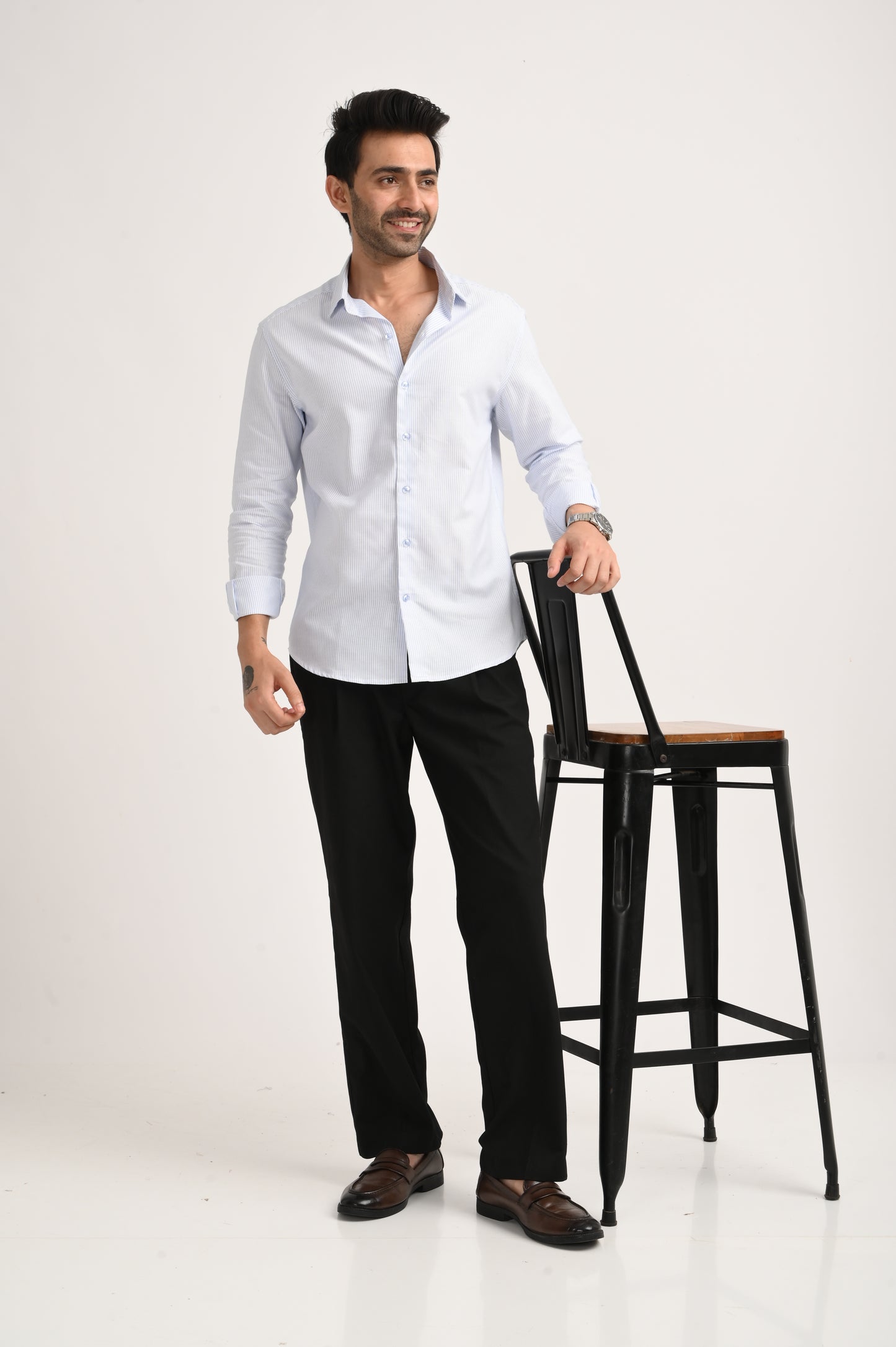 DLAZY MEN BLUE STRIPES REGULARLY FIT SHIRT