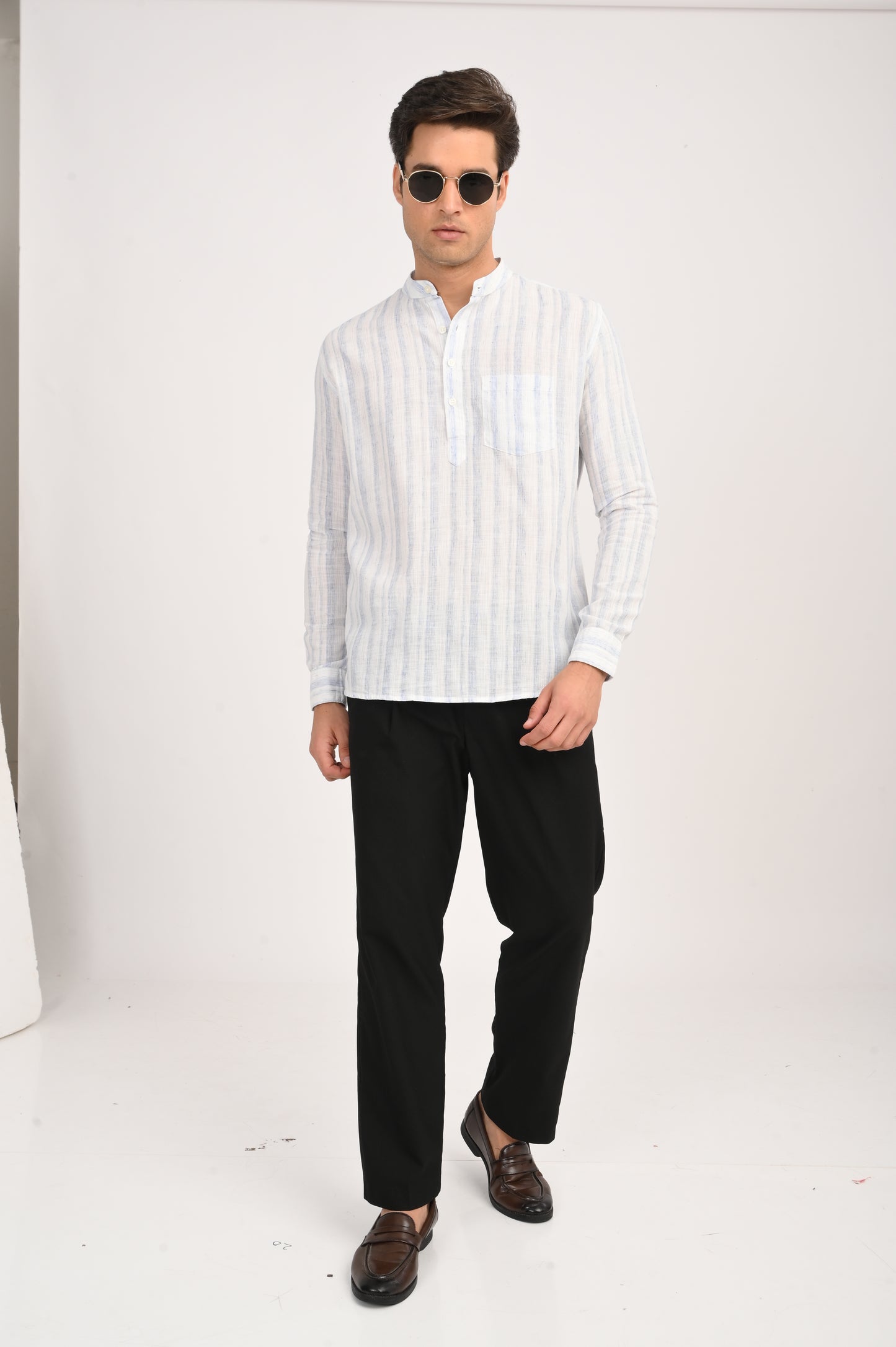 DLAZY MEN SKYLINE STRIPES HALF KURTHA…