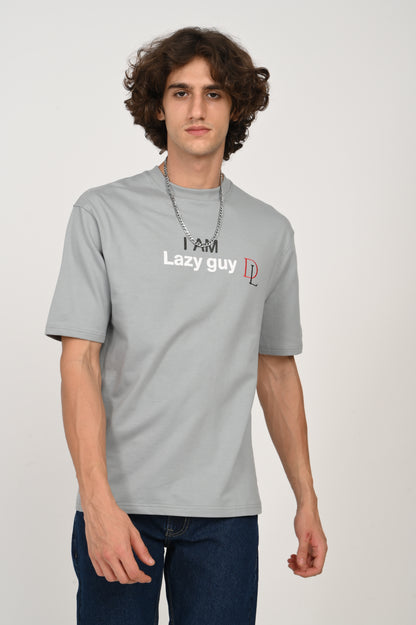 DLAZY JUST LIVING MY BEST LIFE GREY OVERSIZED TEE