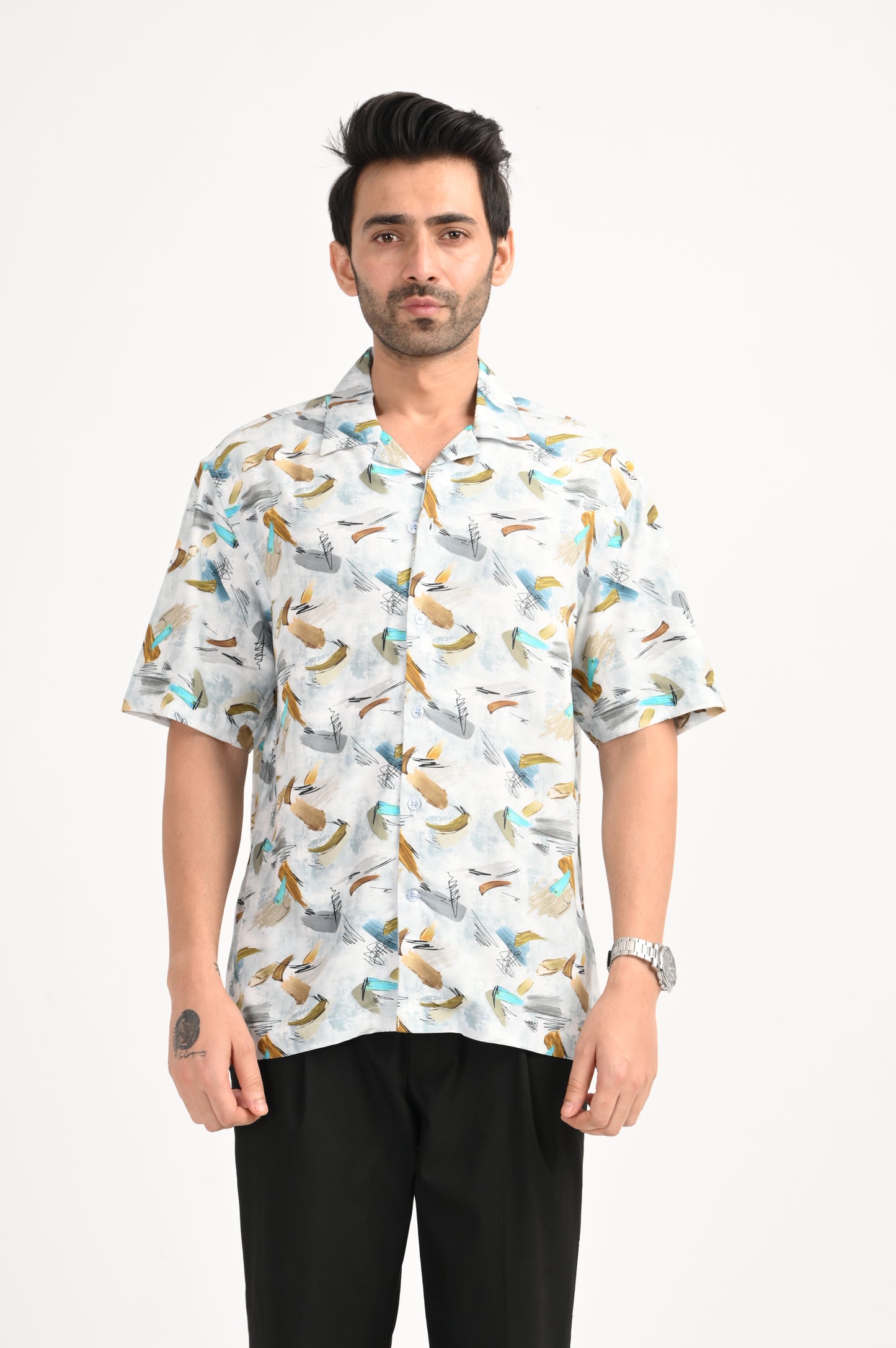 DLAZY GREEN HALF SLEEVE PRINTED SHIRT