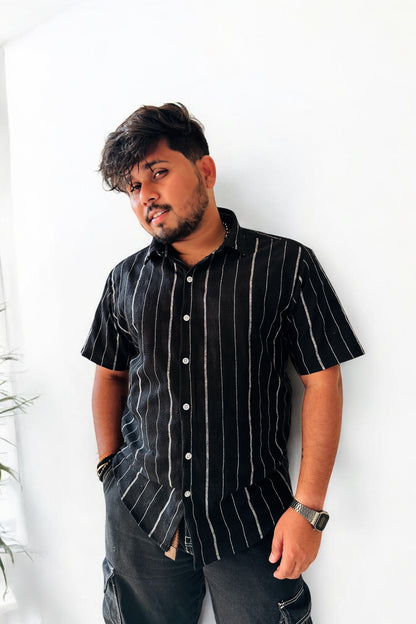 DLAZY BLACK- Regular fit half sleeve shirt