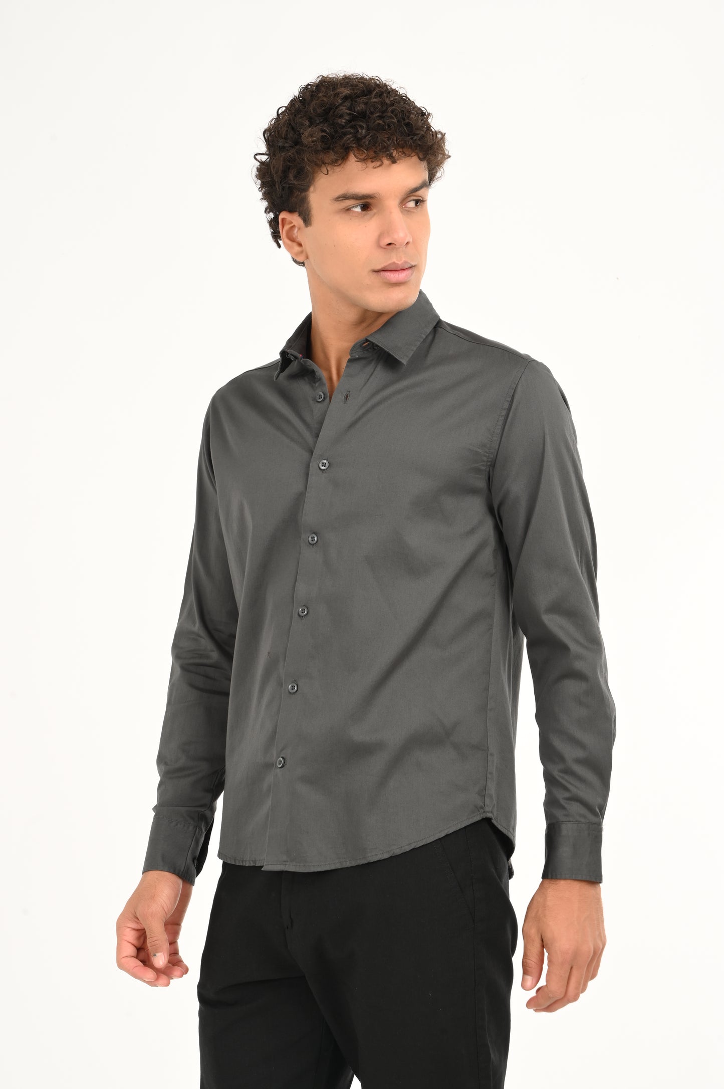 DLAZY GREY PLAIN  SATIN SHIRT…