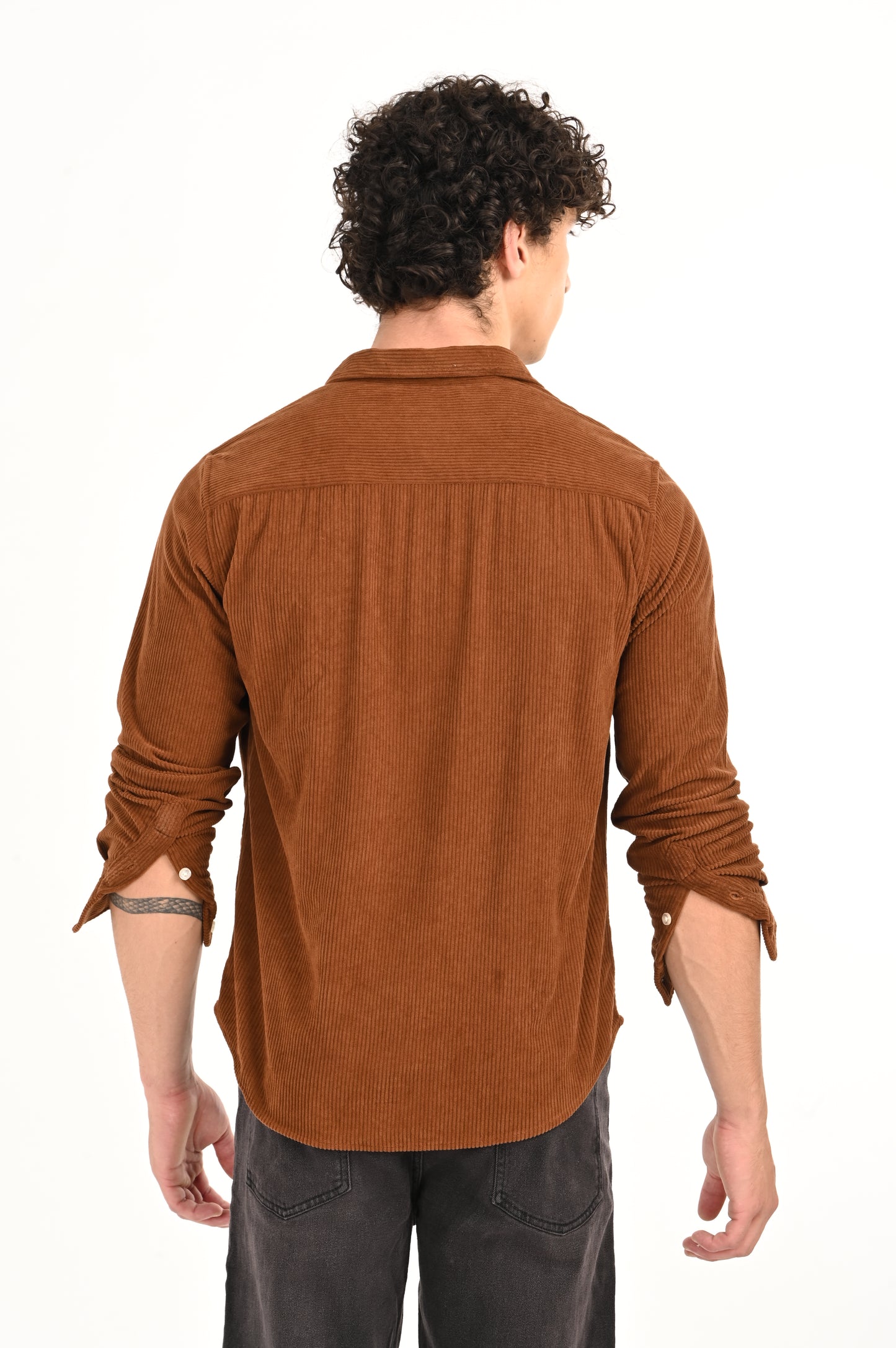 DLAZY MEN BROWN CORDUROY SHIRT