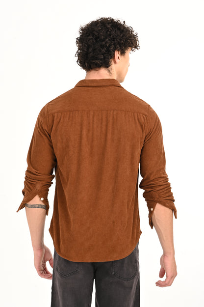 DLAZY MEN BROWN CORDUROY SHIRT