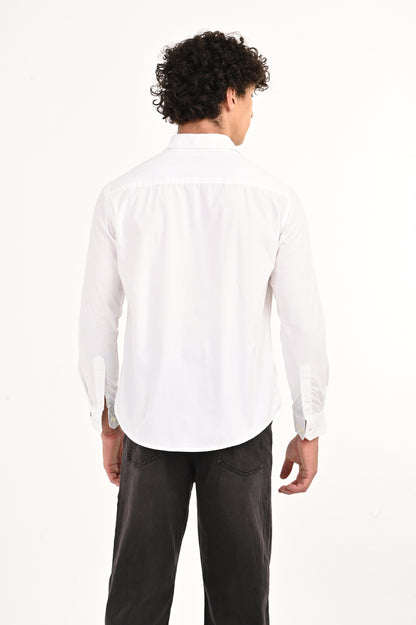 DLAZY WHITE THE LAZY MAN EMBROIDERY SHIRT