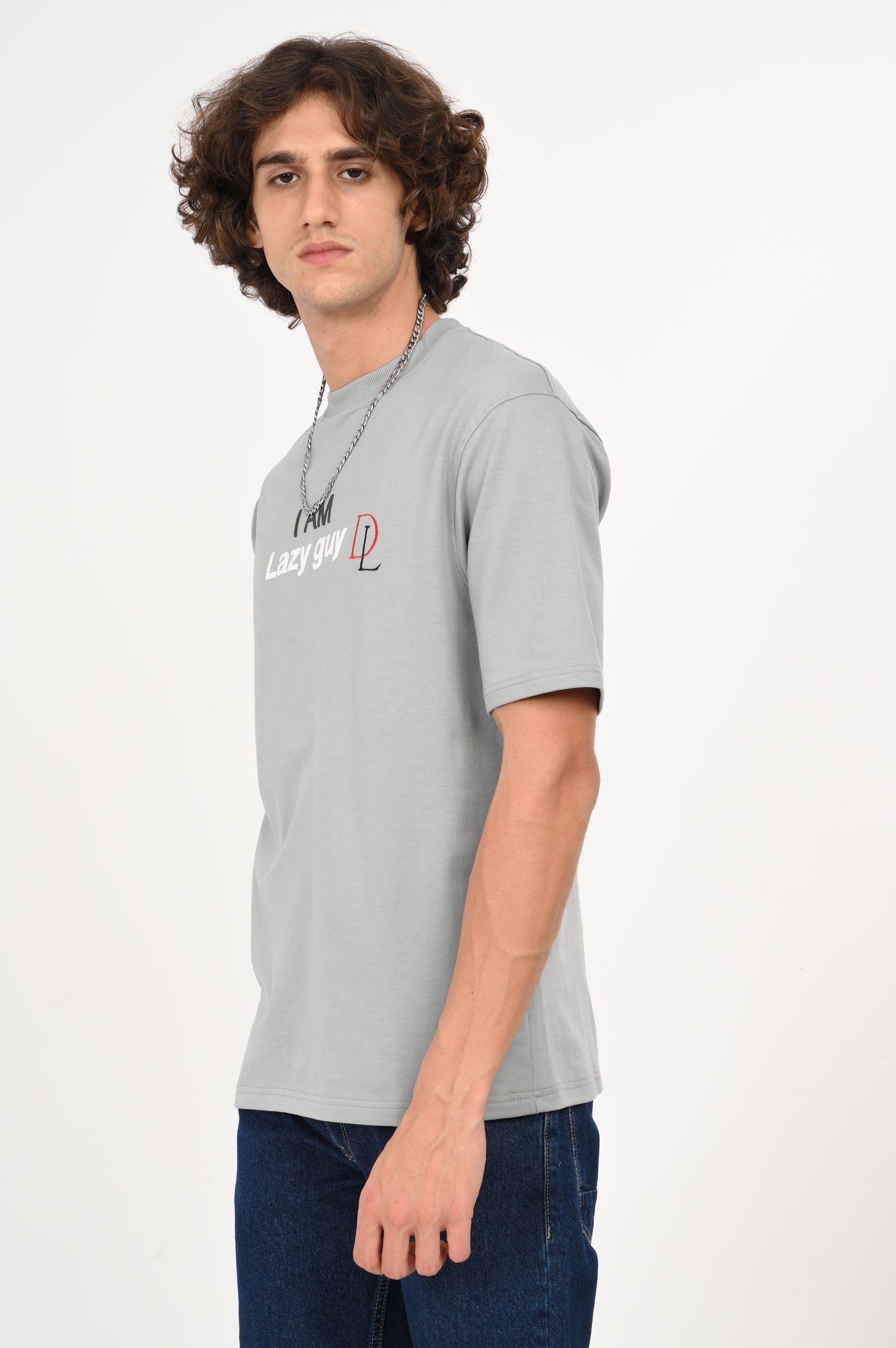 DLAZY JUST LIVING MY BEST LIFE GREY OVERSIZED TEE