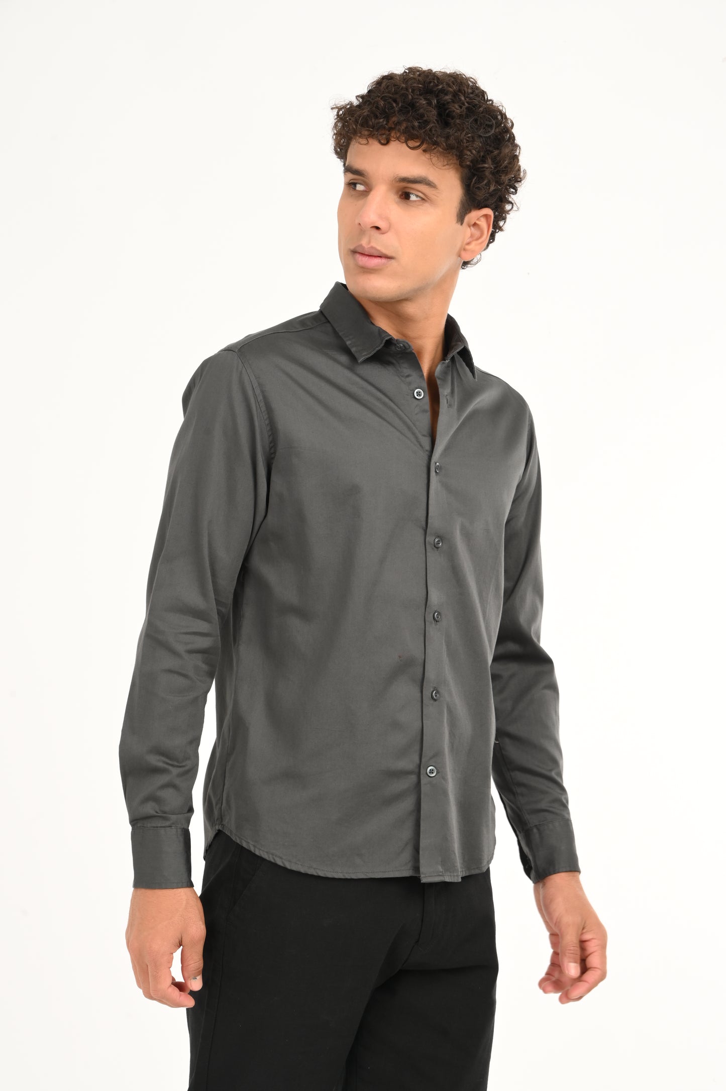 DLAZY GREY PLAIN  SATIN SHIRT…